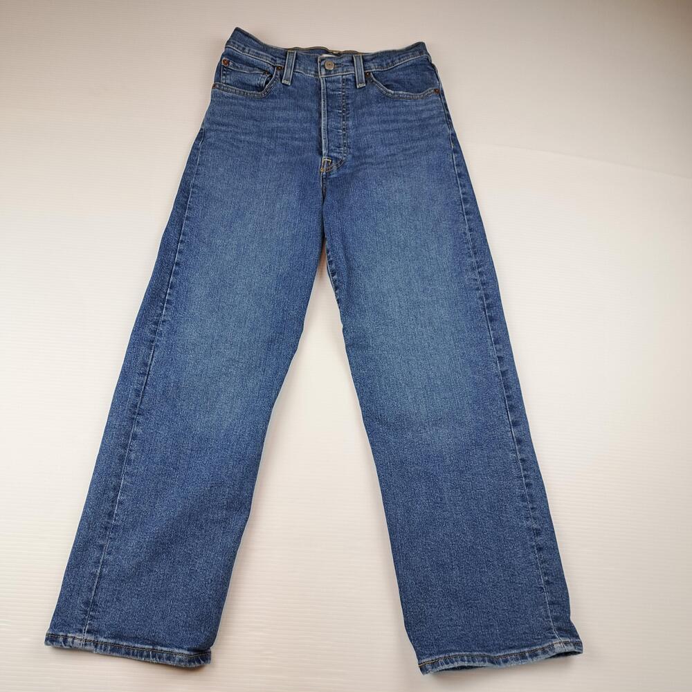 Levis Jeans Womens 27 Blue Ribcage Straight Ankle High Rise Loose Stretch Denim